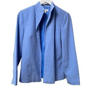 COLDWATER CREEK Womens Jacket Size Small Blue Linen Silk Open Front Minimalist